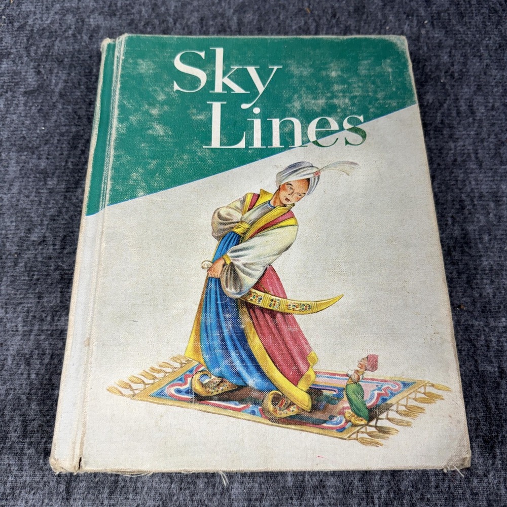Vintage 1957 Sky Lines Reading For Meaning Houghton Mifflin Green HC Reader